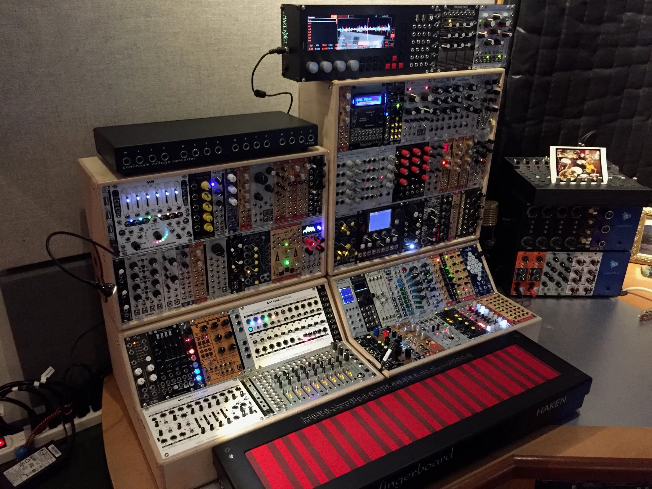 Modular synthesizer racks and Haken Continuum for sound design